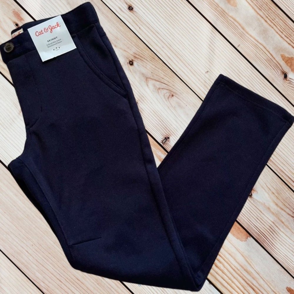 NWT~Girls SZ: 6 Cat & Jack Stretch Skinny Adj/Waist Blue School Uniform Pants